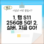 갤럭시 탭 S11 256GB 5G+WIFI 실버, 지금 바로 시작!